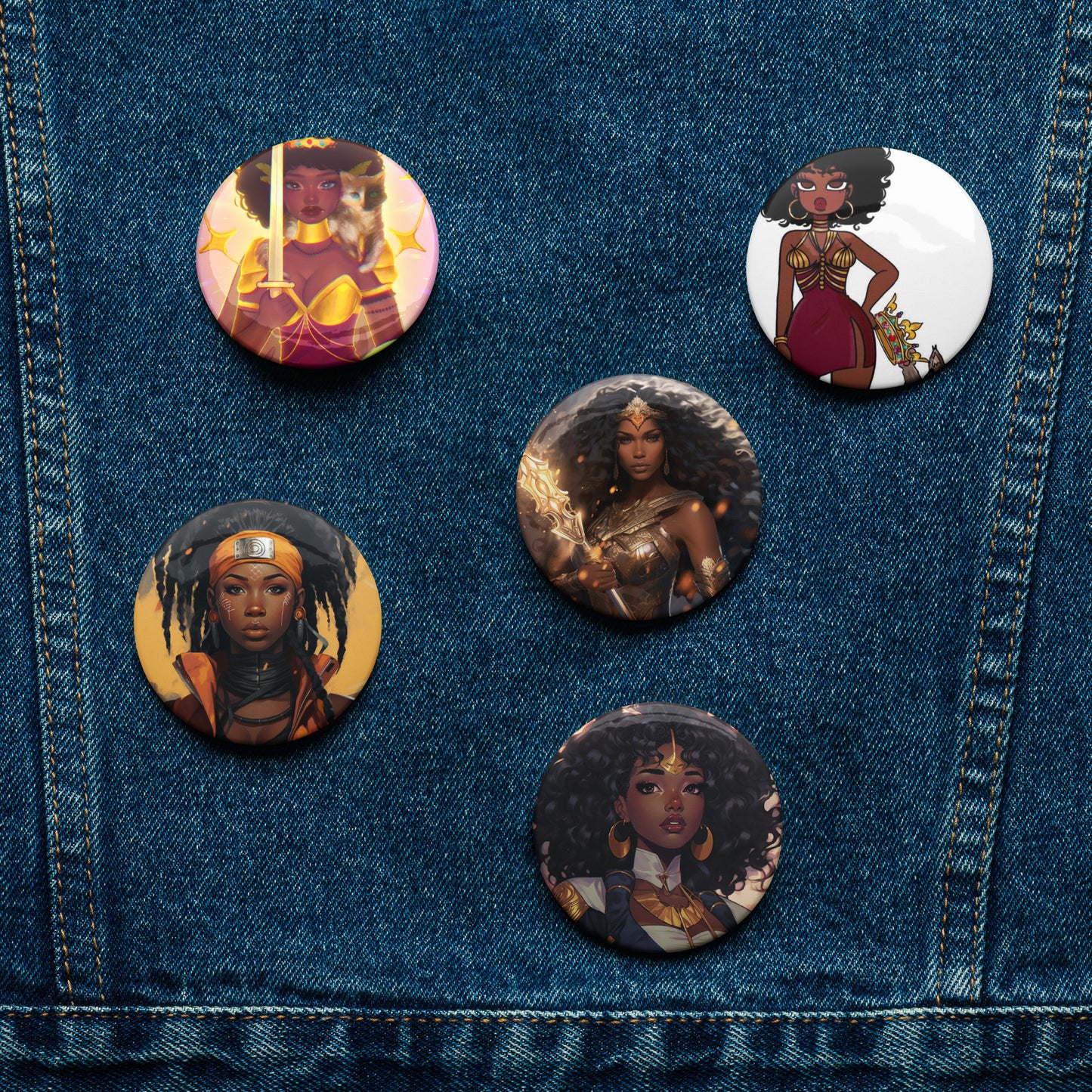 Set of pin buttons